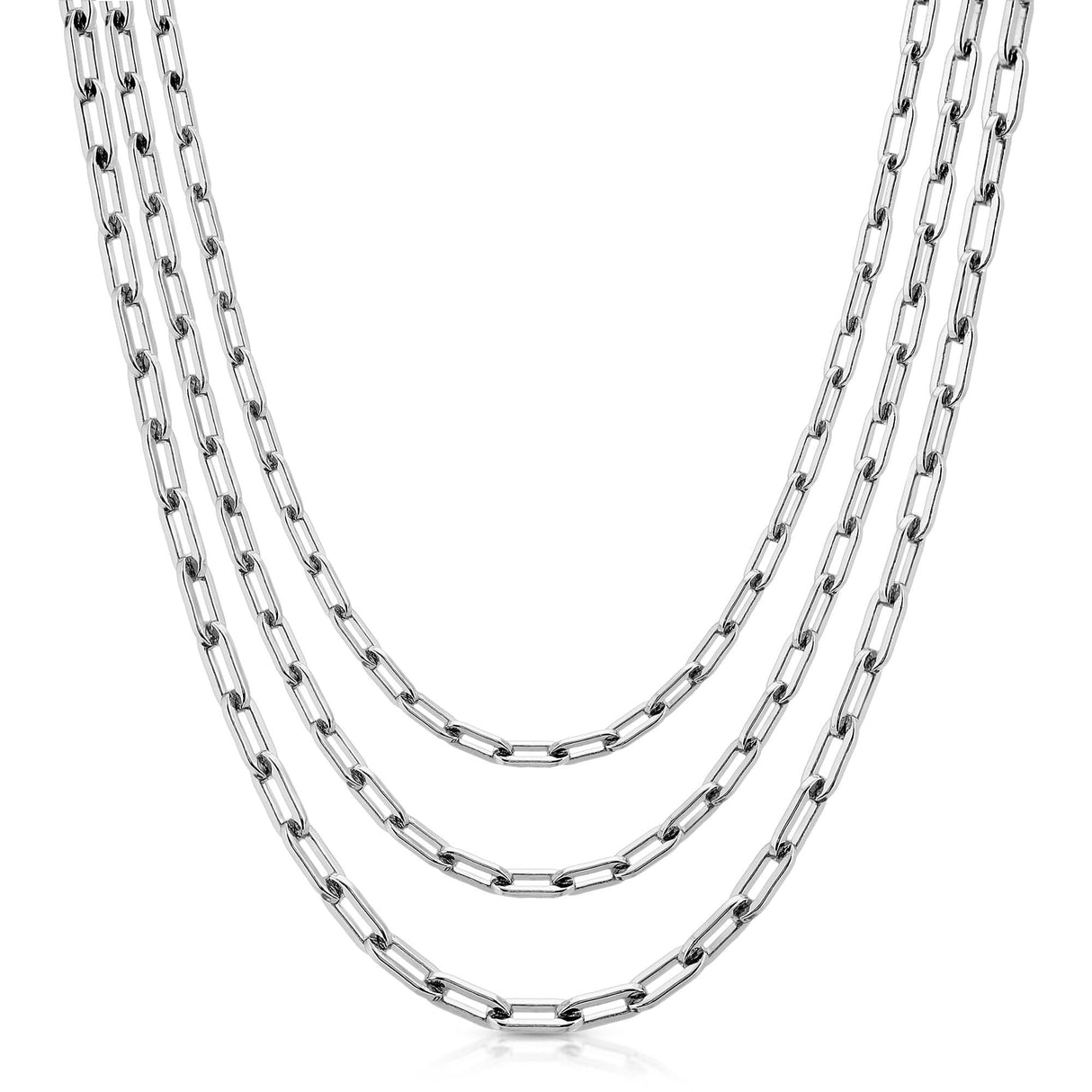 Silver Triple Medium Link Chain Necklace by eklexic jewelry