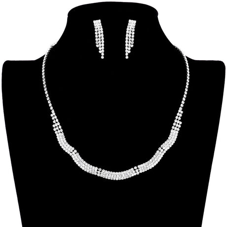 Wavy Rhinestone Pave Necklace Earring Set by Madeline Love