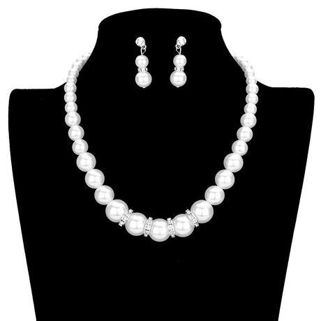 Crystal Detail Pearl Strand Necklace by Madeline Love