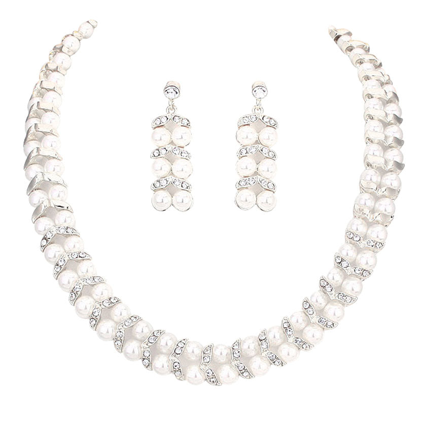 Pearl Crystal Collar Necklace by Madeline Love