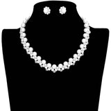 Pearl Crystal Rhinestone Collar Necklace by Madeline Love