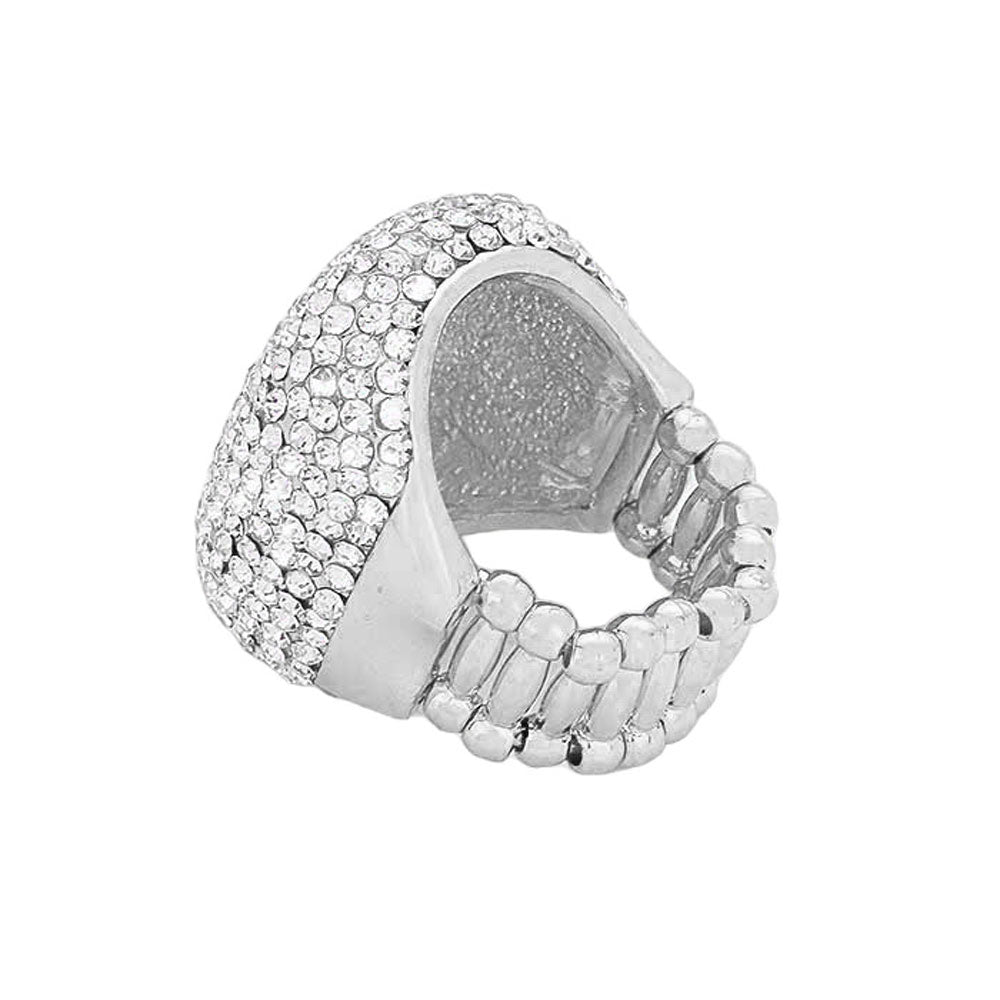 Wide Crystal Rhinestone Pave Stretch Ring by Madeline Love