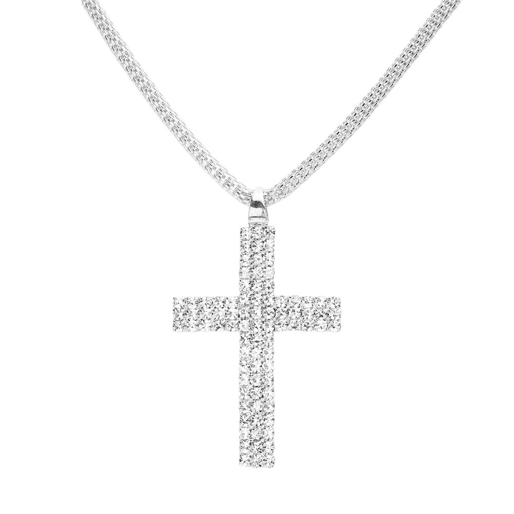 Rhinestone Paved Cross Pendant Jewelry Set by Madeline Love