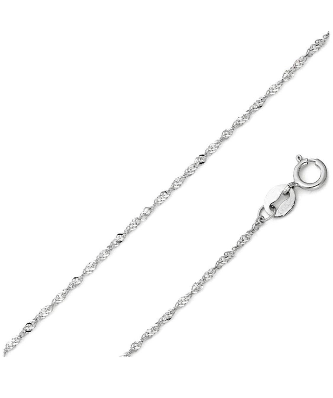 Sterling Silver 2MM Diamond Cut Singapore Link Chain Necklace by Donatello Gian