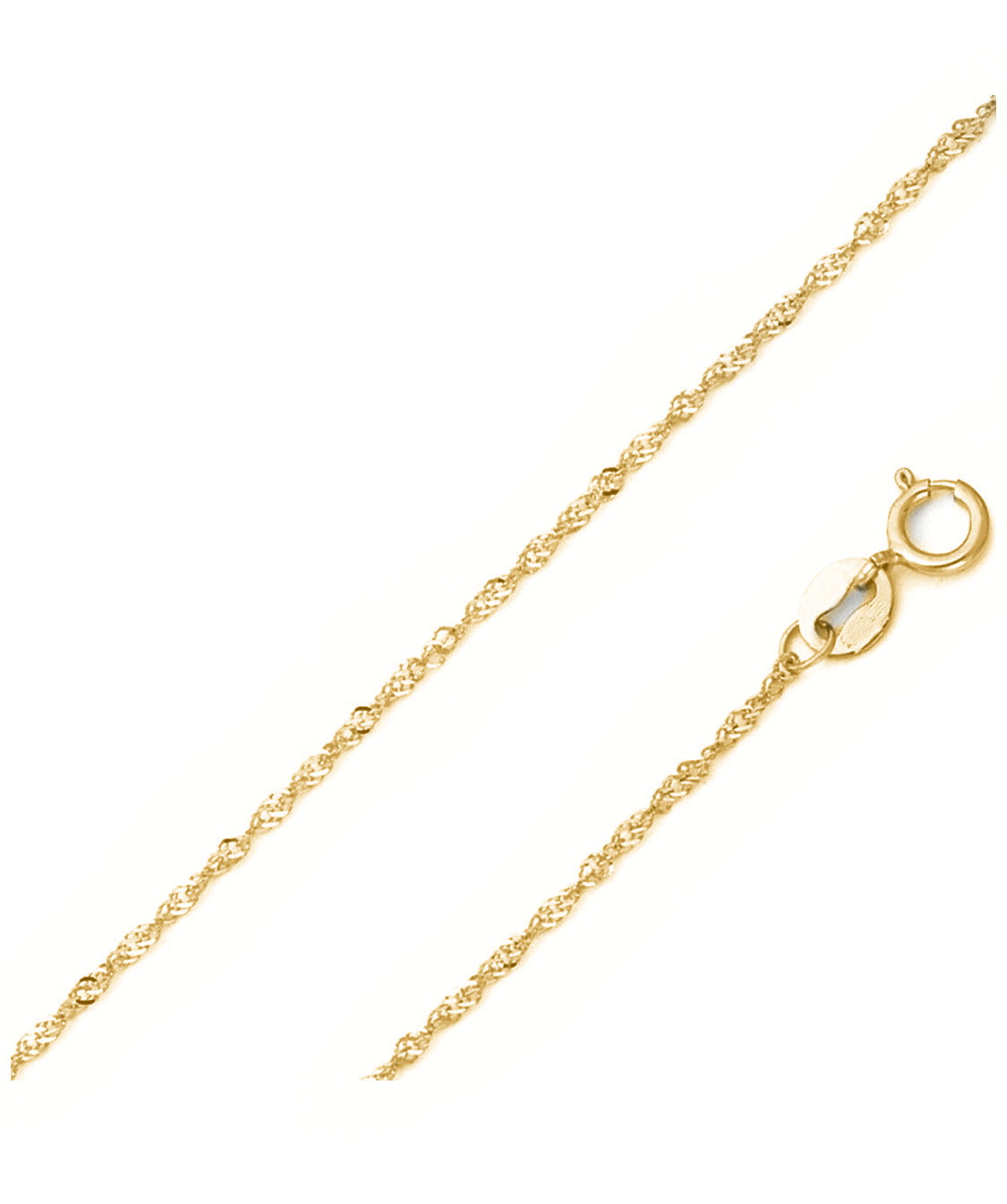 Sterling Silver Yellow Gold 2MM Diamond Cut Singapore Link Chain Necklace by Donatello Gian