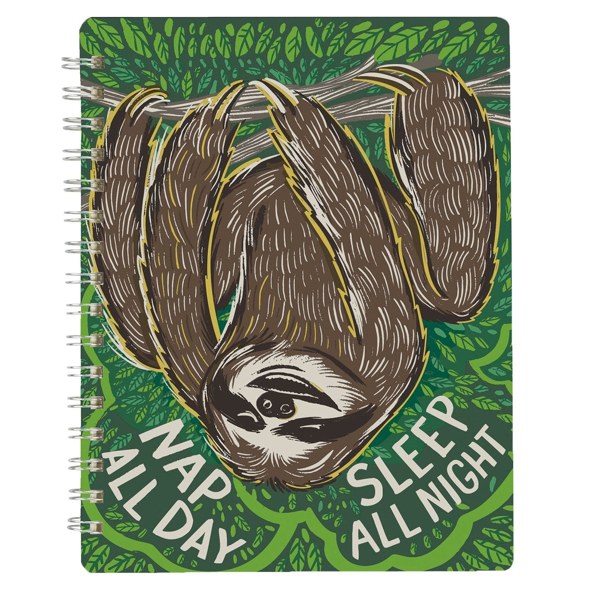 Sloth Nap All Day Sleep All Night Spiral Notebook | 120 Lined Pages | 9" x 7" by The Bullish Store