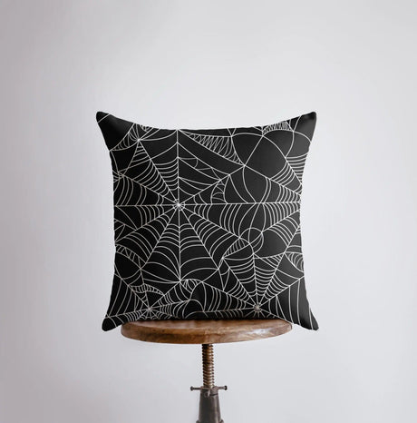 SpiderWeb Black Pillow Cover | Fall Décor | Halloween Pillows | Halloween Décor | Fall Throw Pillows | Cute Throw Pillows by UniikPillows - Vysn