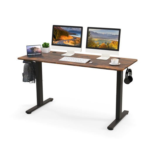 55 x 24 Inches Sit Stand Home Office Desk with 3 Memory Height Settings-Rustic Brown