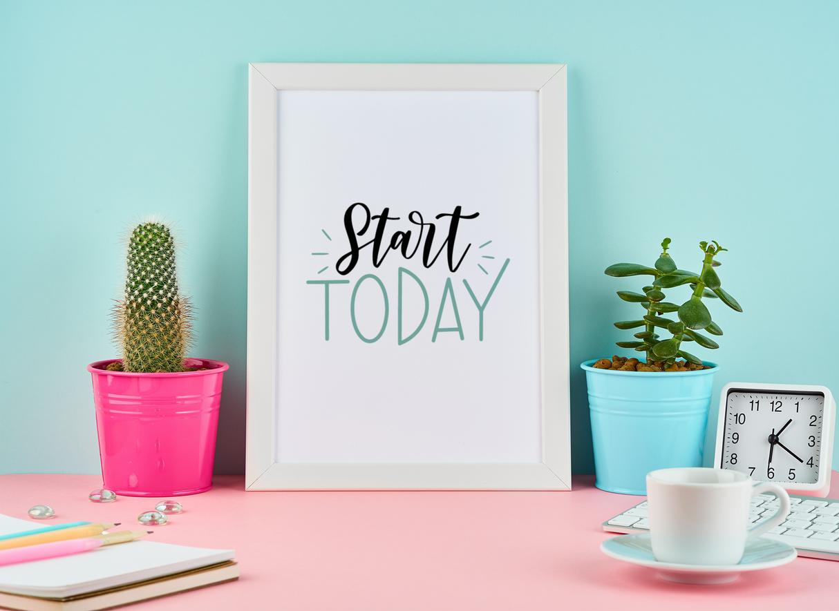 Start Today Motivational Inspiration Wall Decor Quote Print by WinsterCreations™ Official Store