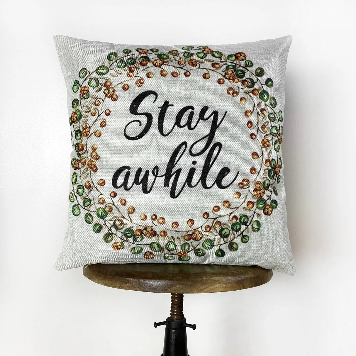 Stay Awhile Pillow Cover |  Thanksgiving Throw Pillow | Farmhouse Pillows | Country Decor | Fall Throw Pillows | Cute Throw Pillows by UniikPillows