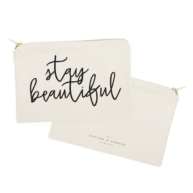 Stay Beautiful Cotton Canvas Cosmetic Bag by The Cotton & Canvas Co.