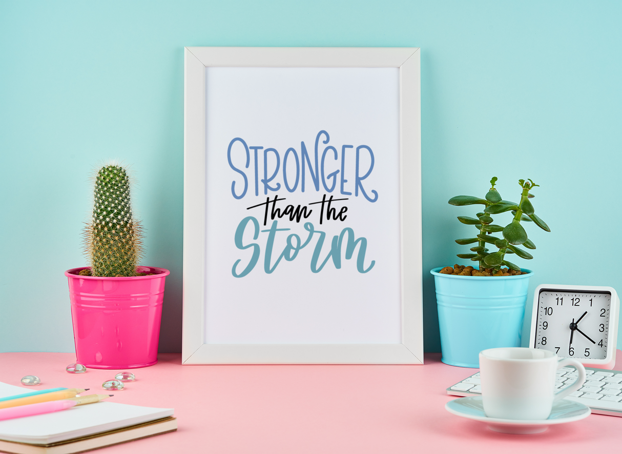 Stronger Than The Storm Motivational Inspiration Wall Decor Quote Print by WinsterCreations™ Official Store