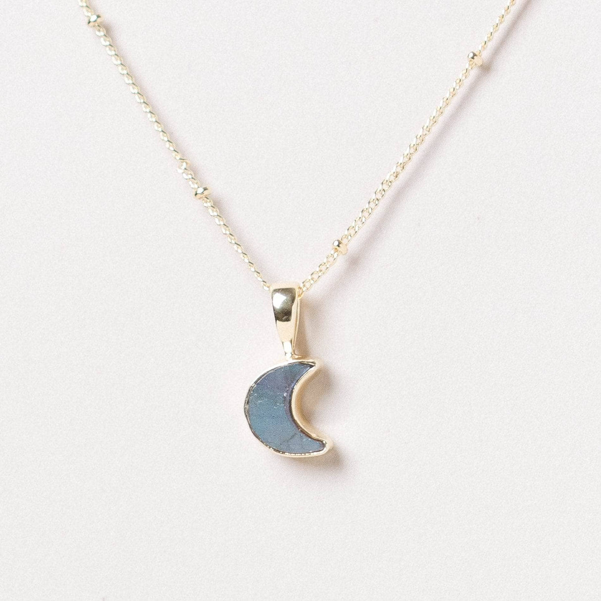 Crescent Moon Raw Gemstone Necklace by Tiny Rituals