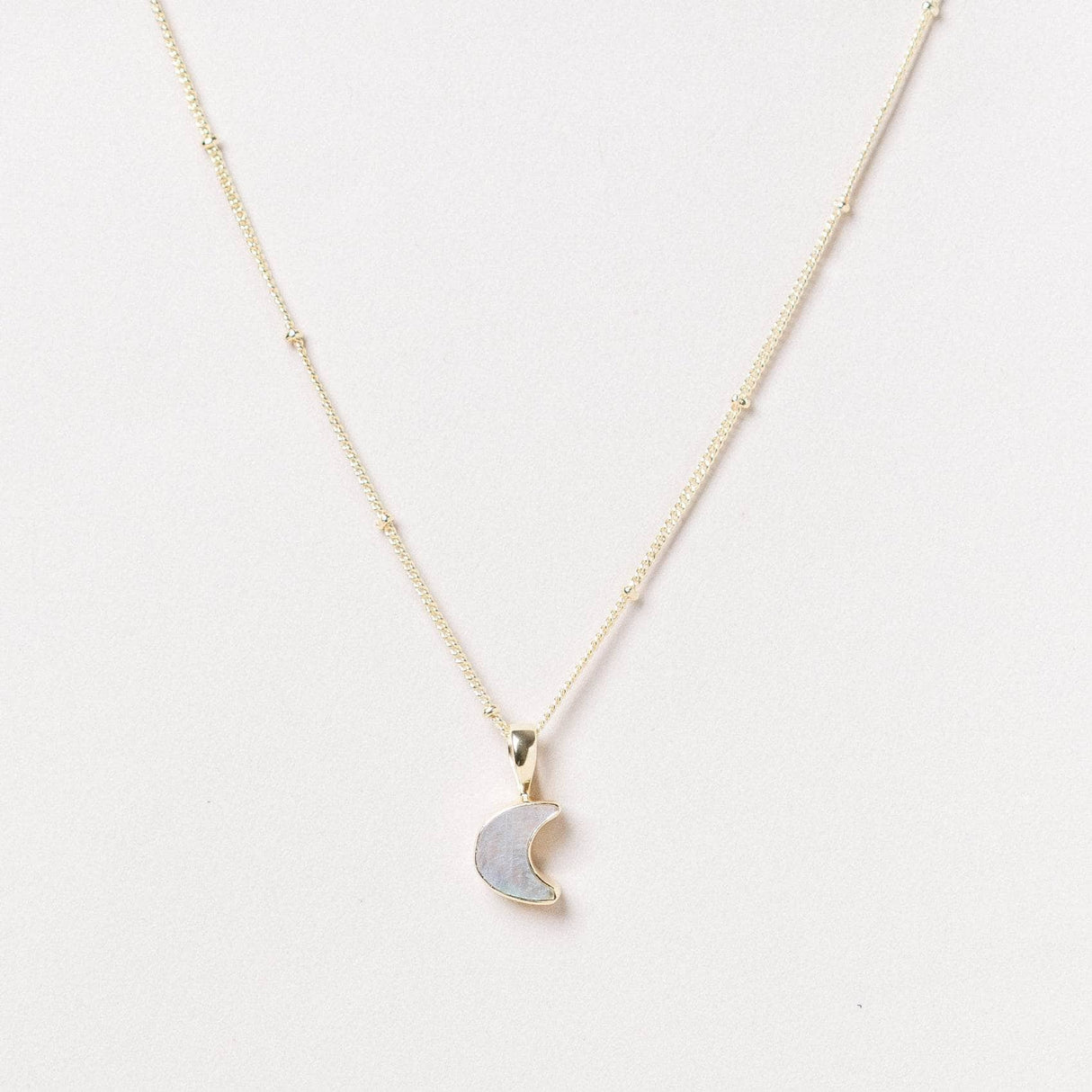 Crescent Moon Raw Gemstone Necklace by Tiny Rituals