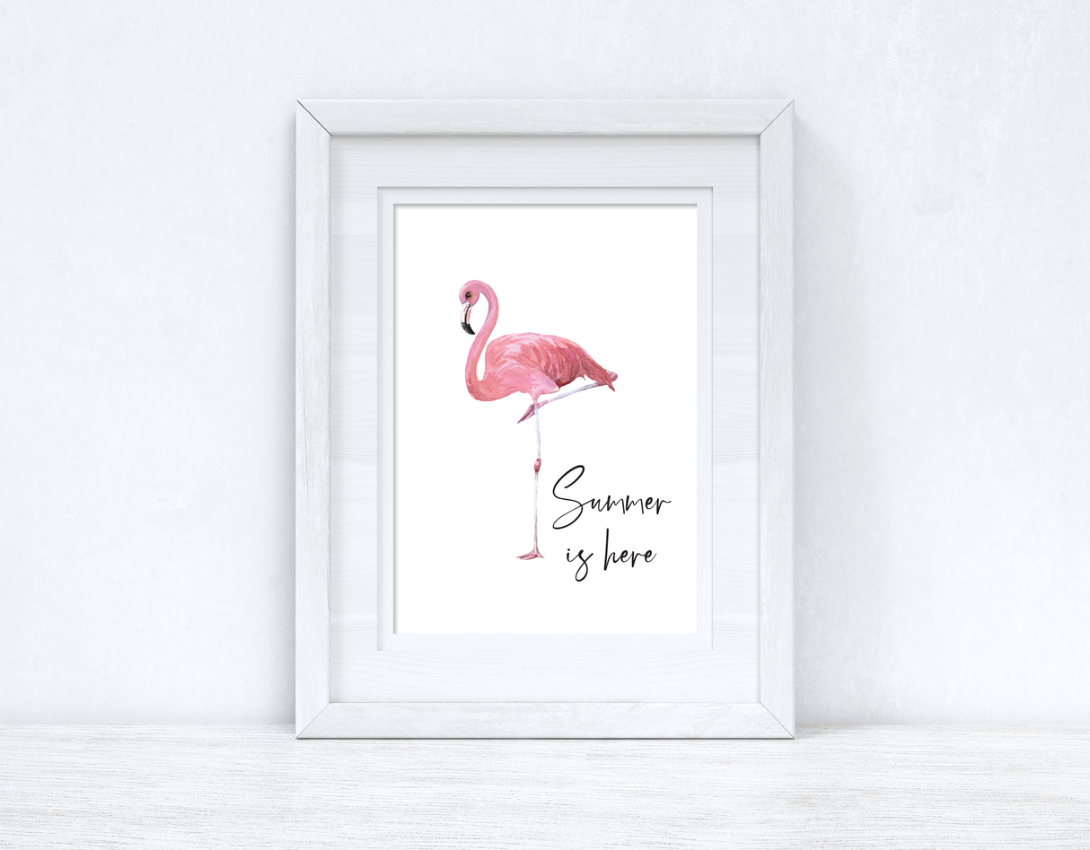 Summer Is Here Flamingo Summer Seasonal Wall Home Decor Print by WinsterCreations™ Official Store