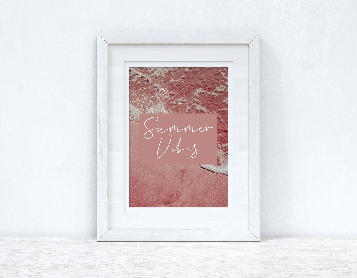 Summer Vibes Pink Beach Photography Summer Seasonal Wall Home Decor Print by WinsterCreations™ Official Store