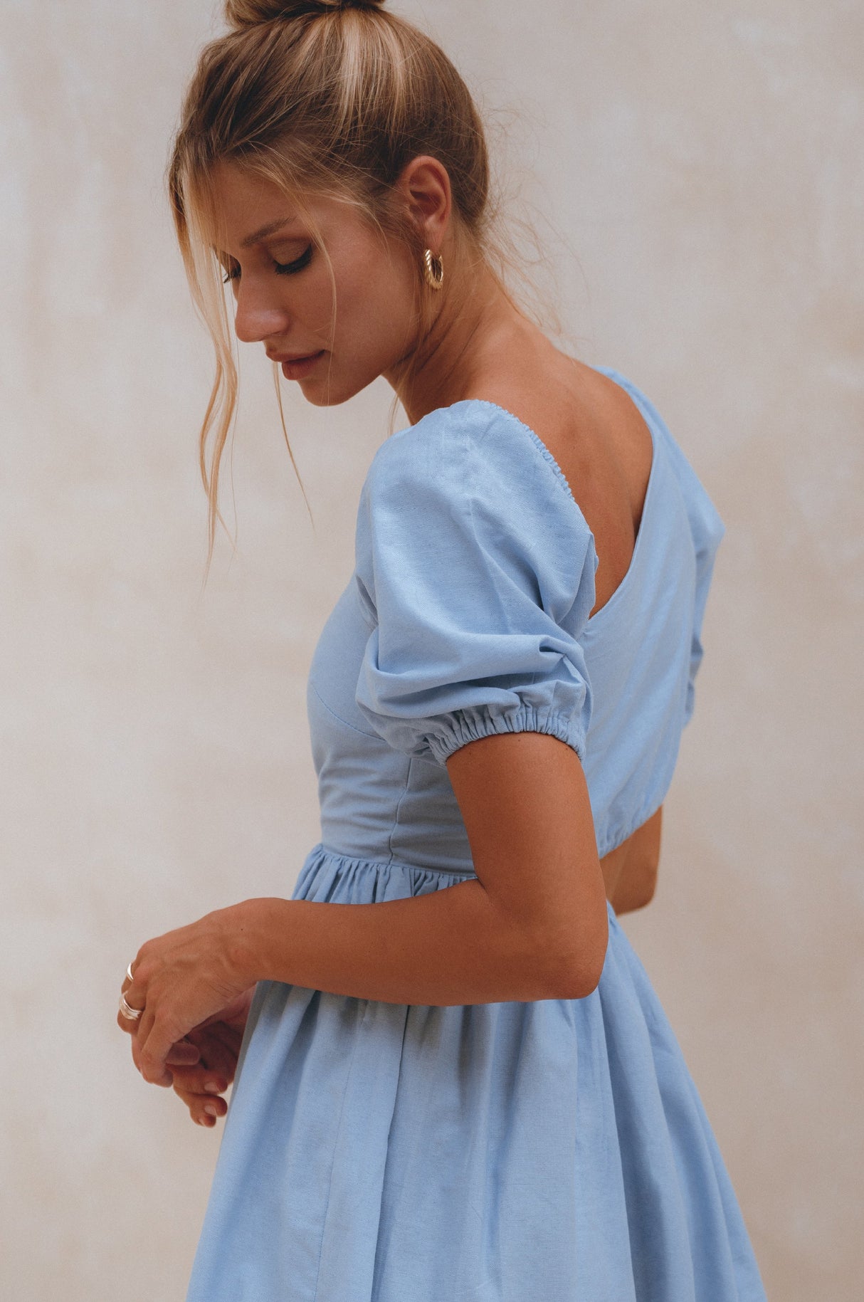 Sundaze Cutout Linen Midi Dress by ELF