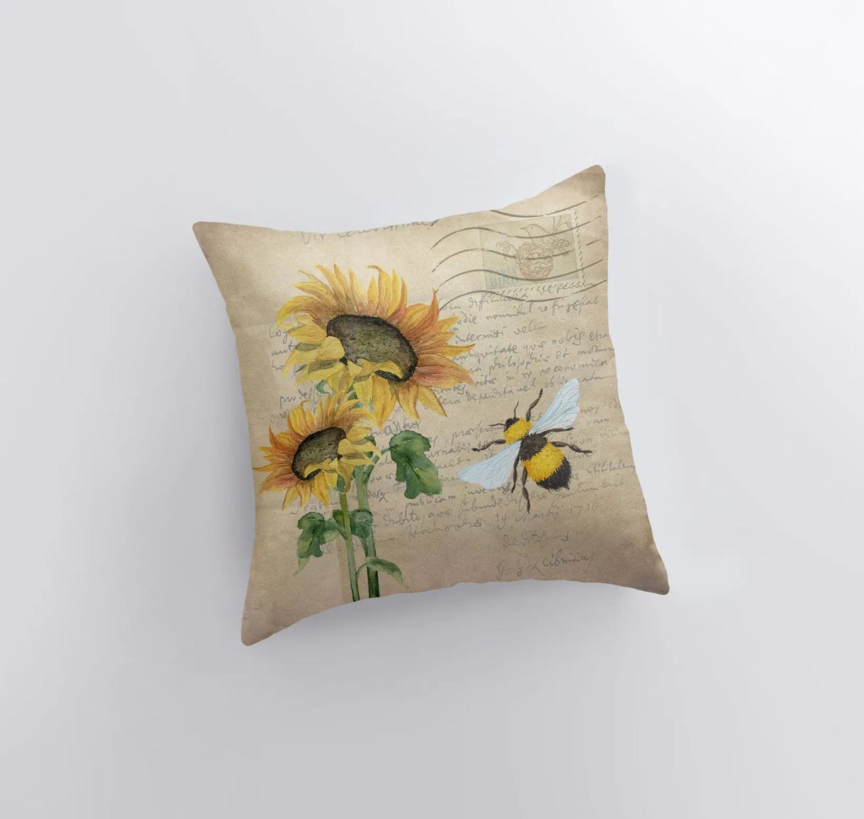 Sunflower | Bee | Pillow Cover | Sunflower Decor |  | Farmhouse Decor | Home Décor | Floral Throw Pillows | Accent Pillow Covers | Gift by UniikPillows