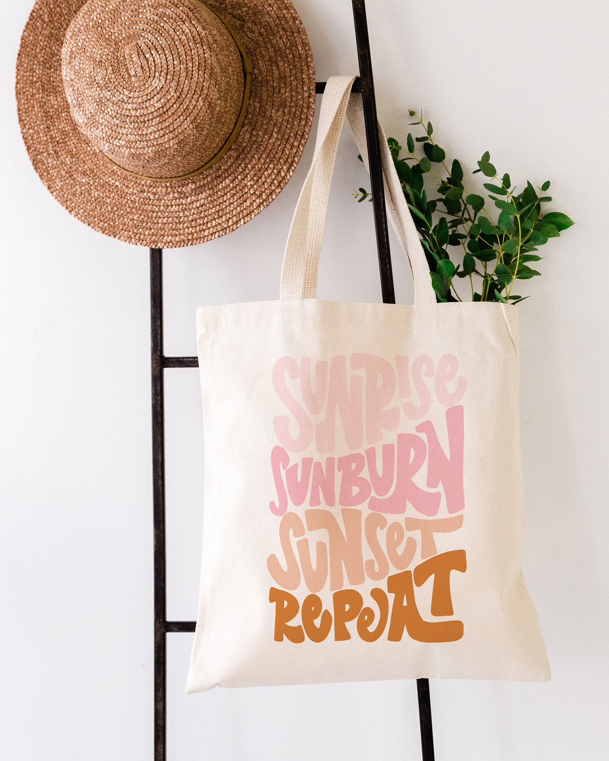 Sunrise Sunburn Sunset Repeat Cotton Canvas Tote Bag by The Cotton & Canvas Co.