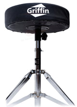 Drum Throne Stand by GRIFFIN | Padded Drummer’s Seat | Comfortable Drum Set Percussion Chair for Adults | Professional Musicians Guitar Stool Double Braced Hardware for Practice with Adjustable Height by GeekStands.com