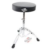 Drum Throne Stand by GRIFFIN | Padded Drummer’s Seat | Comfortable Drum Set Percussion Chair for Adults | Professional Musicians Guitar Stool Double Braced Hardware for Practice with Adjustable Height by GeekStands.com