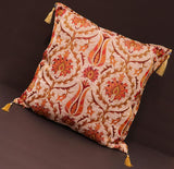 Suzani Tulip Chenille Turkish Decorative Pillow by Bareens Designer Rugs