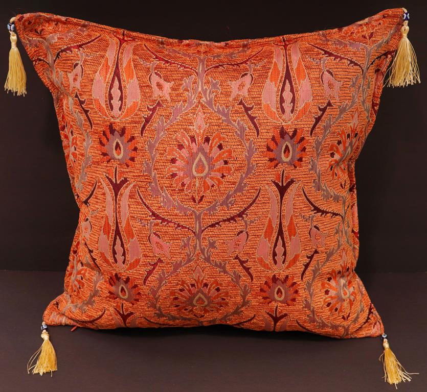 Suzani Tulip Chenille Turkish Decorative Pillow by Bareens Designer Rugs