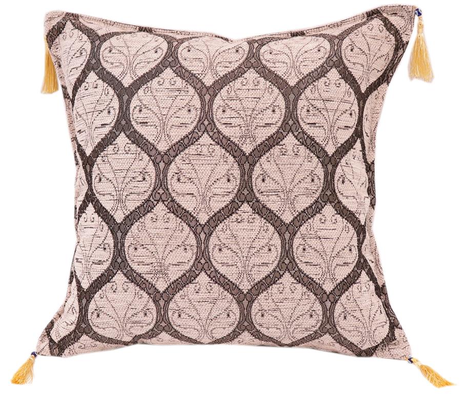 Trellis Myrtus Chenille Decorative Contemporary Turkish Pillow by Bareens Designer Rugs