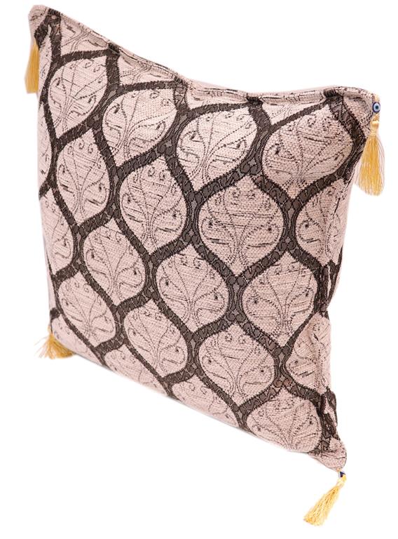 Trellis Myrtus Chenille Decorative Contemporary Turkish Pillow by Bareens Designer Rugs