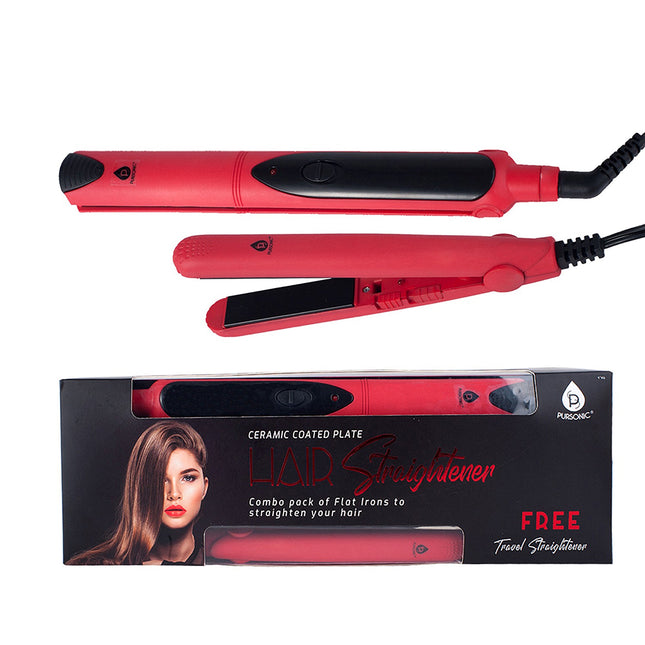 Professional Salon Quality Flat Iron Hair Straightener With A Free Travel Straightener by Pursonic