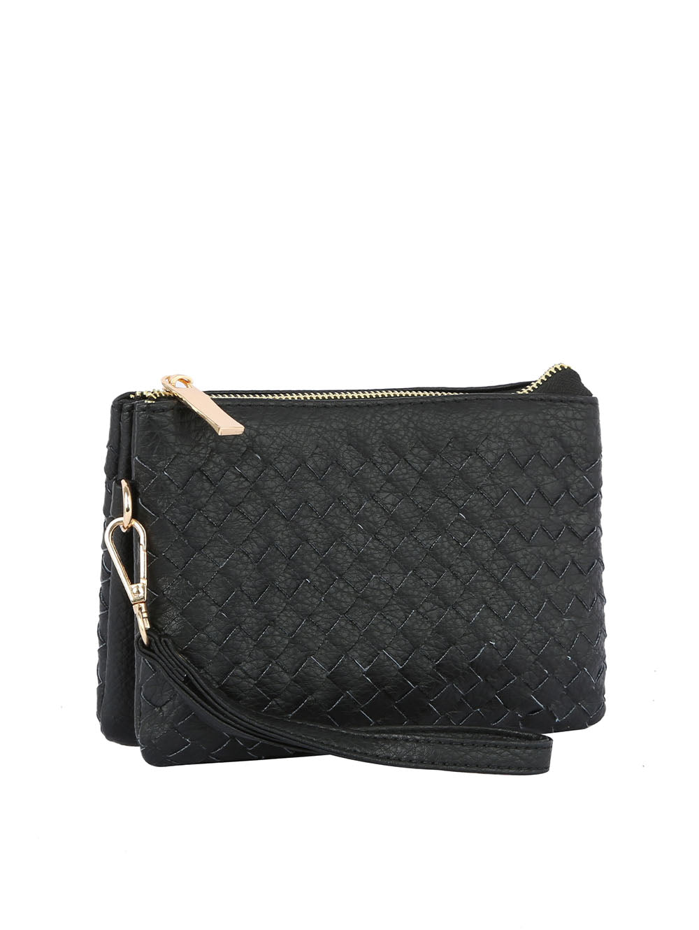 Woven tripe comparament convertible clutch crossbody wristlet by hfstylish