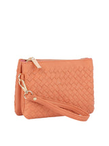 Woven tripe comparament convertible clutch crossbody wristlet by hfstylish