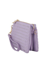 Woven tripe comparament convertible clutch crossbody wristlet by hfstylish