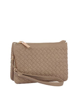 Woven tripe comparament convertible clutch crossbody wristlet by hfstylish