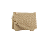 Woven tripe comparament convertible clutch crossbody wristlet by hfstylish