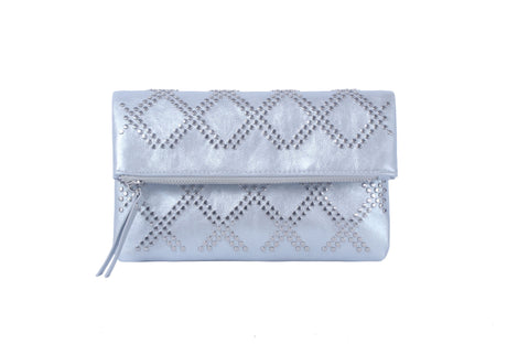 Metallic studded flap clutch by hfstylish