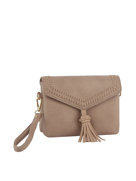 Tassel Front flap tripe comparament convertible clutch crossbody wristlet by hfstylish