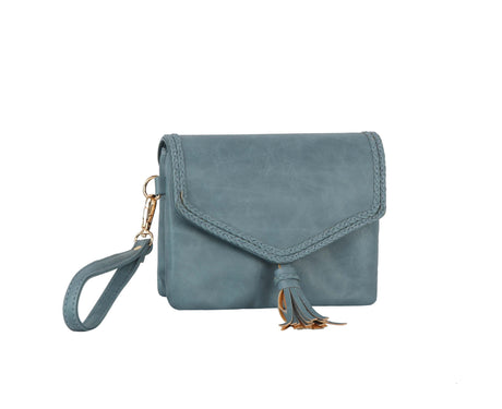 Tassel front flap triple entry wristlet crossbody by hfstylish