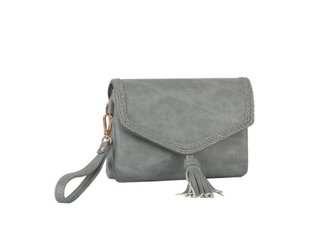 Tassel front flap triple entry wristlet crossbody by hfstylish