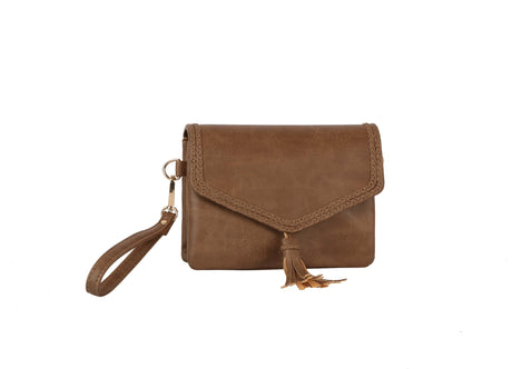 Tassel front flap triple entry wristlet crossbody by hfstylish