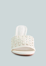 tease woven heeled slides by London Rag