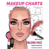 Makeup Charts - Face Charts for Makeup Artists: White Model - OBLONG face shape