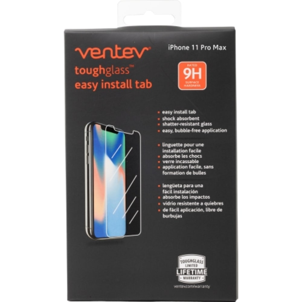 Ventev toughglass easy install tab Tempered Glass Screen Protector for Apple iPhone 11 Pro Max / Xs Max Clear by Ventev