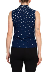 T Tahari Polka Dot Collared Neck Sleeveless Top by Curated Brands