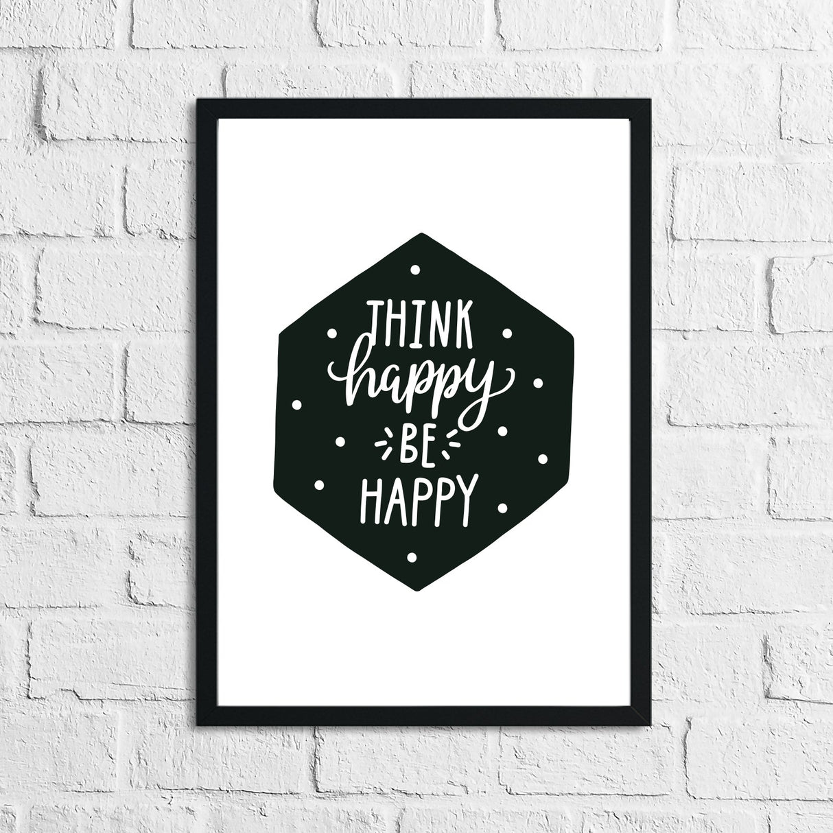 Scandinavian Think Happy Be Happy Children's Nursery Bedroom Wall Decor Print by WinsterCreations™ Official Store