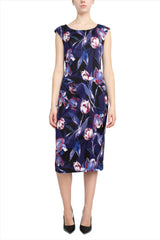 Connected Apparel Scoop Neck Sleeveless Zipper Back Floral Print Scuba Dress by Curated Brands