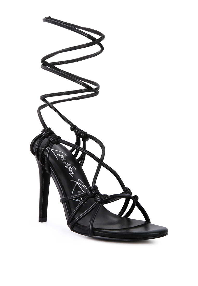 trixy knot lace up high heel sandal by London Rag