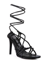 trixy knot lace up high heel sandal by London Rag