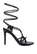 trixy knot lace up high heel sandal by London Rag