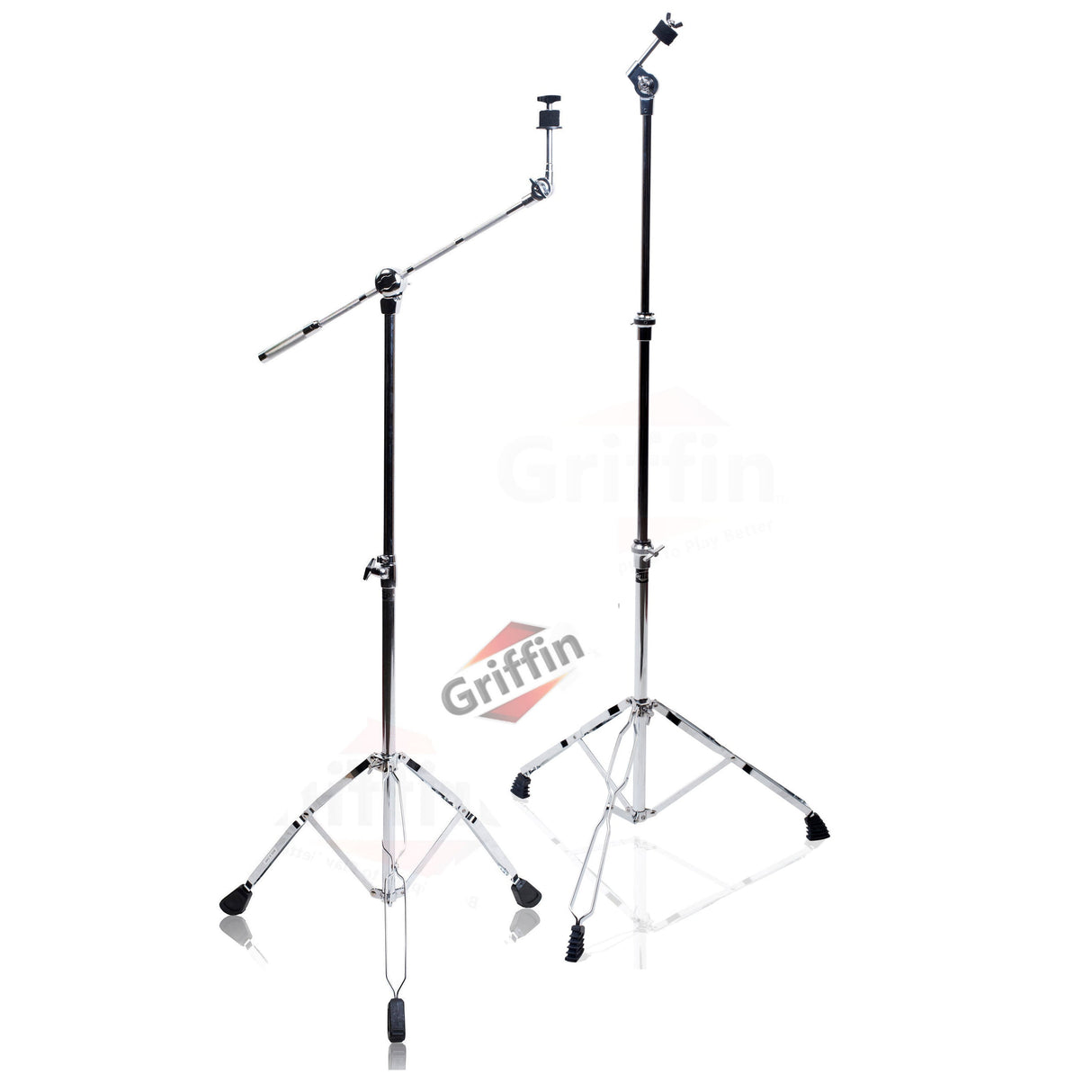 Cymbal Boom Stand & Straight Cymbal Stand Combo (Pack of 2) by GRIFFIN - Percussion Drum Hardware Set for Mounting & Holding Crash, Ride, Splash by GeekStands.com